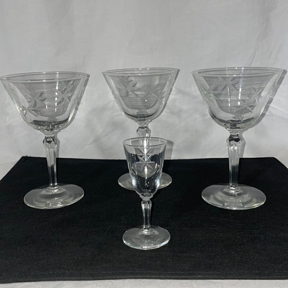 Three Libby cocktail glasses Plus a cordial glass